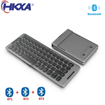 HKXA 접이식 5.1 블루투스 키보드, USB C타입, 윈도우, 안드로이드, IOS용, 아이패드 컴퓨터, 태블릿 PC, 휴대폰 키보드, 3 장치 동기화