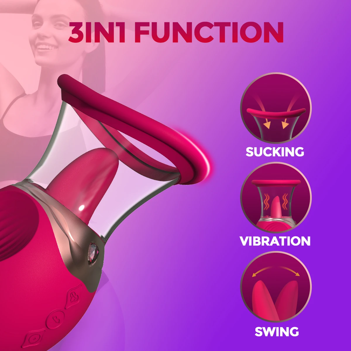 Sex Toys 3 in 1 Tongue Licking Adult Sucking Vibrator Nipple Clitoral G Spot Stimulator for Women Couples