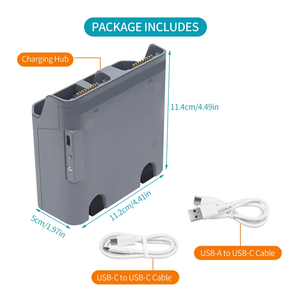 Chargeur 2 en 1 pour DJI Air 3 - Hub USB Batterie et Télécommande