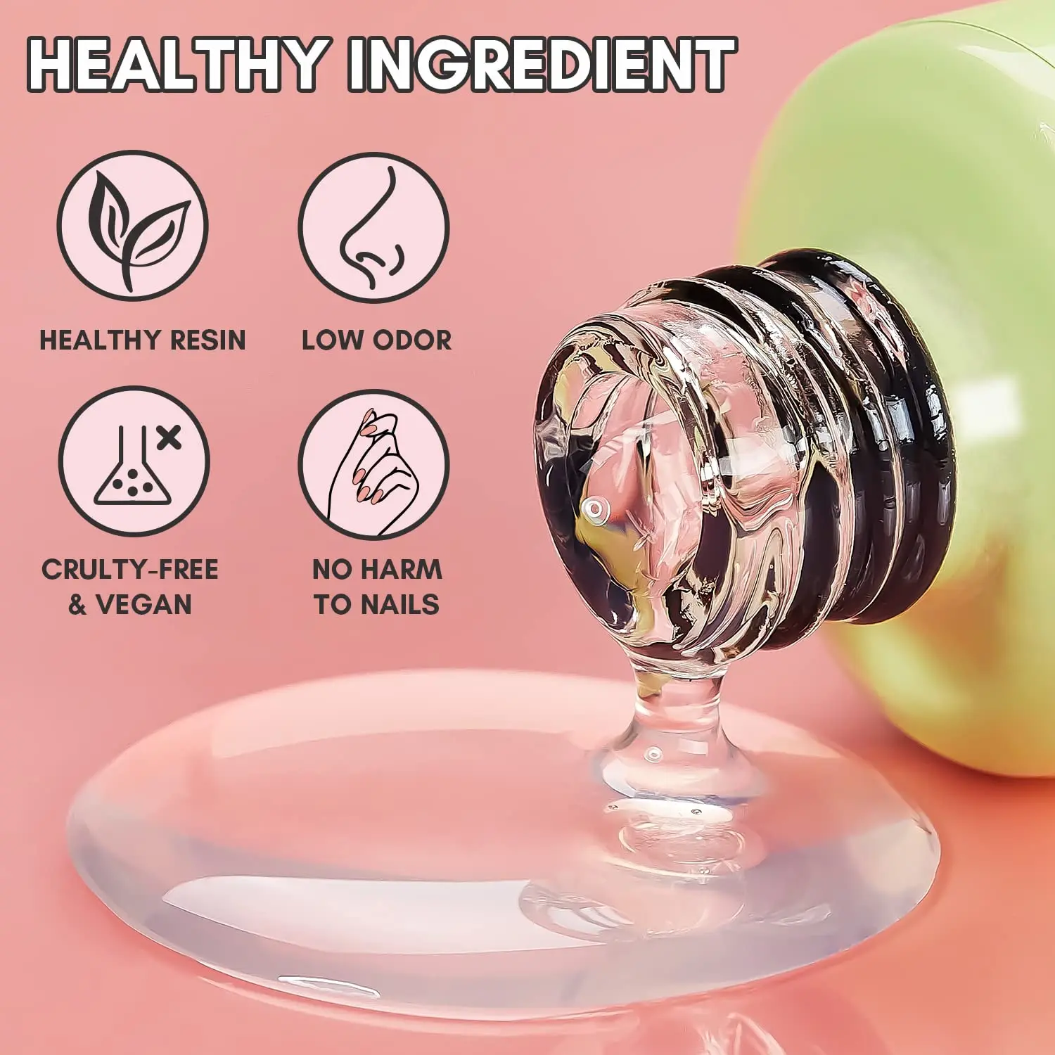Makartt Nail Glue Gel and Top Coat 3 in 1 Gel Glue Nails Base No-Wipe Top Coat Glossy Shine Curing