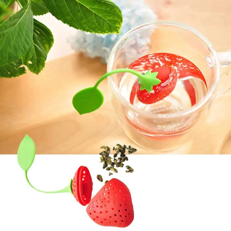1pc Strawberry Tea Infuser Stainless Steel Tea Ball Leaf Strainer Brewing Device Herbal Spice Filter Kitchen Tools