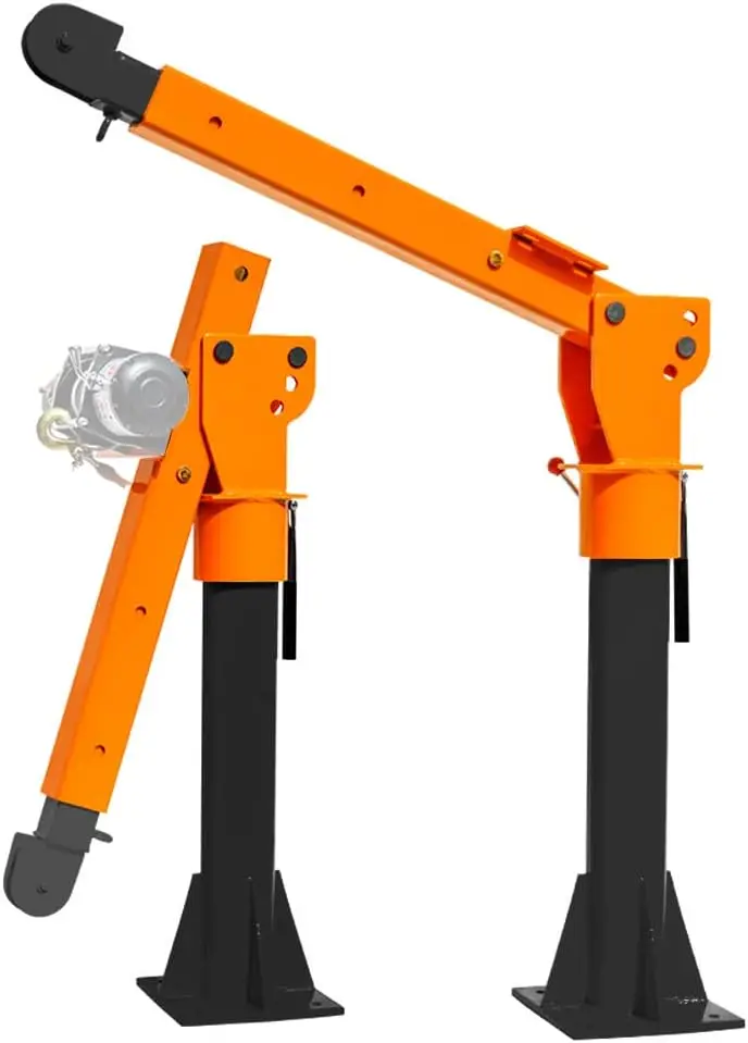 New 2200lb Folding Truck-Mounted Crane with Electric Winch 5000 Lb 12V Painted Steel Pickup Truck Jib Cranes 360 Swivel