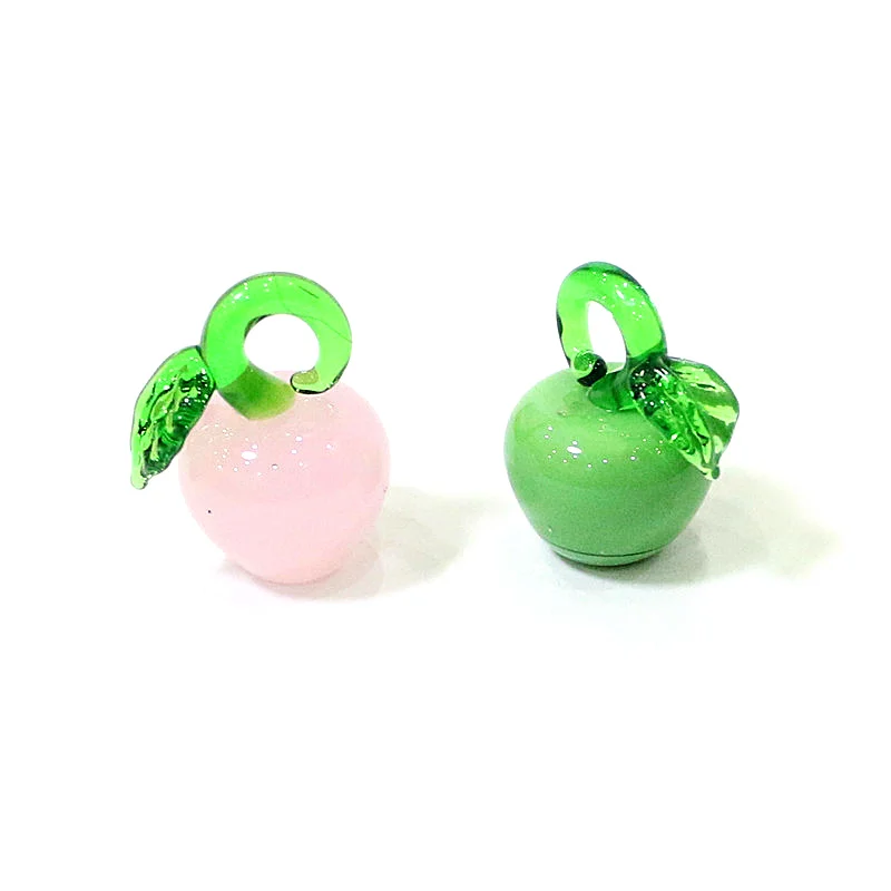 Glass Fruit Vegetable Charm Mini Apple Eggplant Peach Lemon Pumpkin Olive Corn Strawberry Tomato Garlic Pea Pod Scallion Pendant glass pendant ornament charm decoration