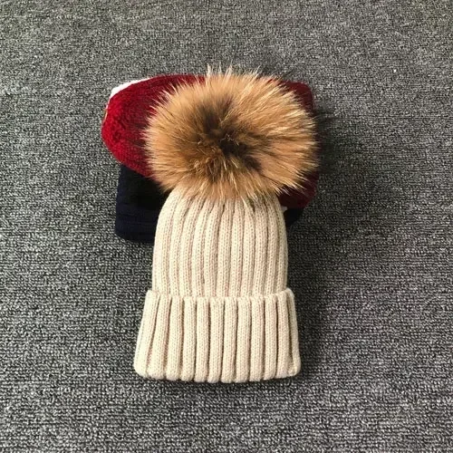 

Winter Brand Female Fur Pom Poms hat Winter Hat For Women Girl 's Hat Knitted Beanies Cap Thick Women Skullies Beanies