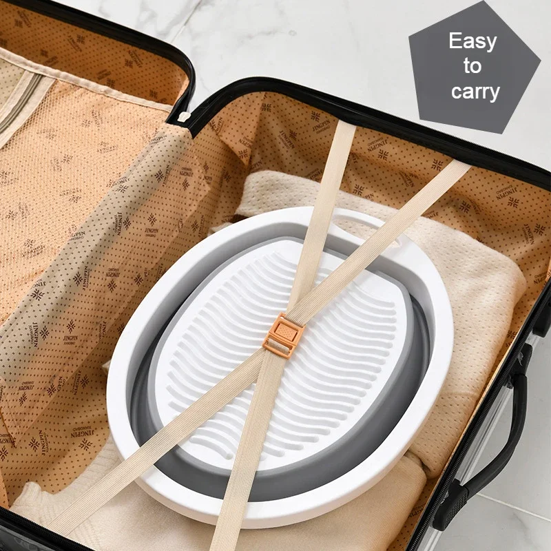 Fold Washing Bucket Laundry Board Underwear Socks Hand Washing Basin Washboard Bathroom Scrub Cleaning For Home School Dormitory