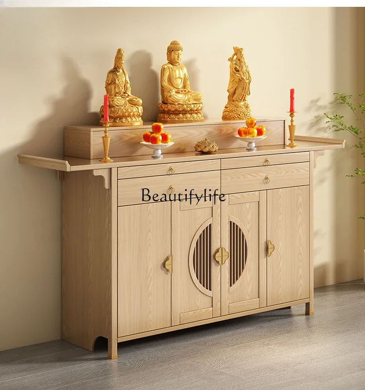 

New Chinese Style Solid Wood Altar Incense Burner Table Altar Avalokitesvara Cabinet Incense Prayer Altar Table