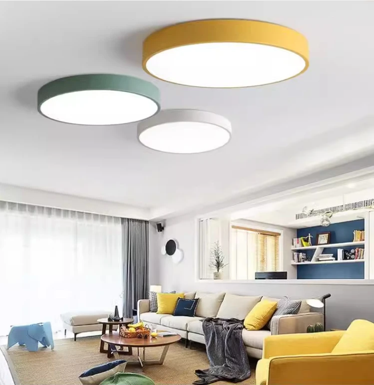 

LED Ceiling Light Modern Nordic Round Lamp Wooden Home Living Room Bedroom Study Surface Mounted Lighting Fixture Remote Control