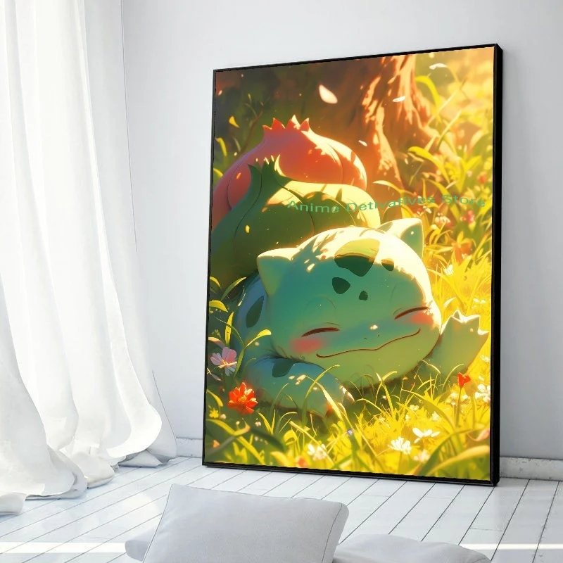 thumbnail image 1 of Figuras de anime de Pokémon en alta definición, Charizard, Bulbasaur, Squirtle, Charmander, ilustraciones, póster, pintura en lienzo, arte de pared, decoración de la habitación del hogar, 1 of 5