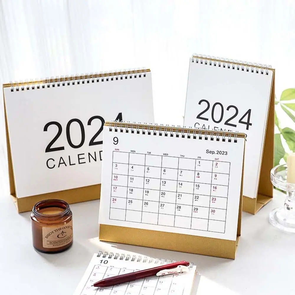 Coil Standing Calendar Desk Calendar Daily Planner Office School Supplies 2024 Calendar Simplicity Agenda Organizer