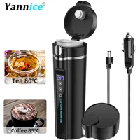 Portable Car Heated Cup 12V 24V Dual Voltage 450ml Travel Smart Temp Control Stainless Steel Touch Screen Insulated Thermos Mug