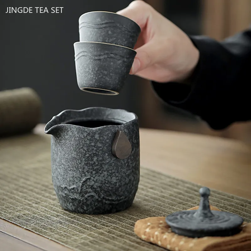 Water Drop Shaped Quick Cup 1 Pot 2 Cups Travel Teaware Custom Teapot and Cup Set Portable Beauty Tea Set with Storage Box