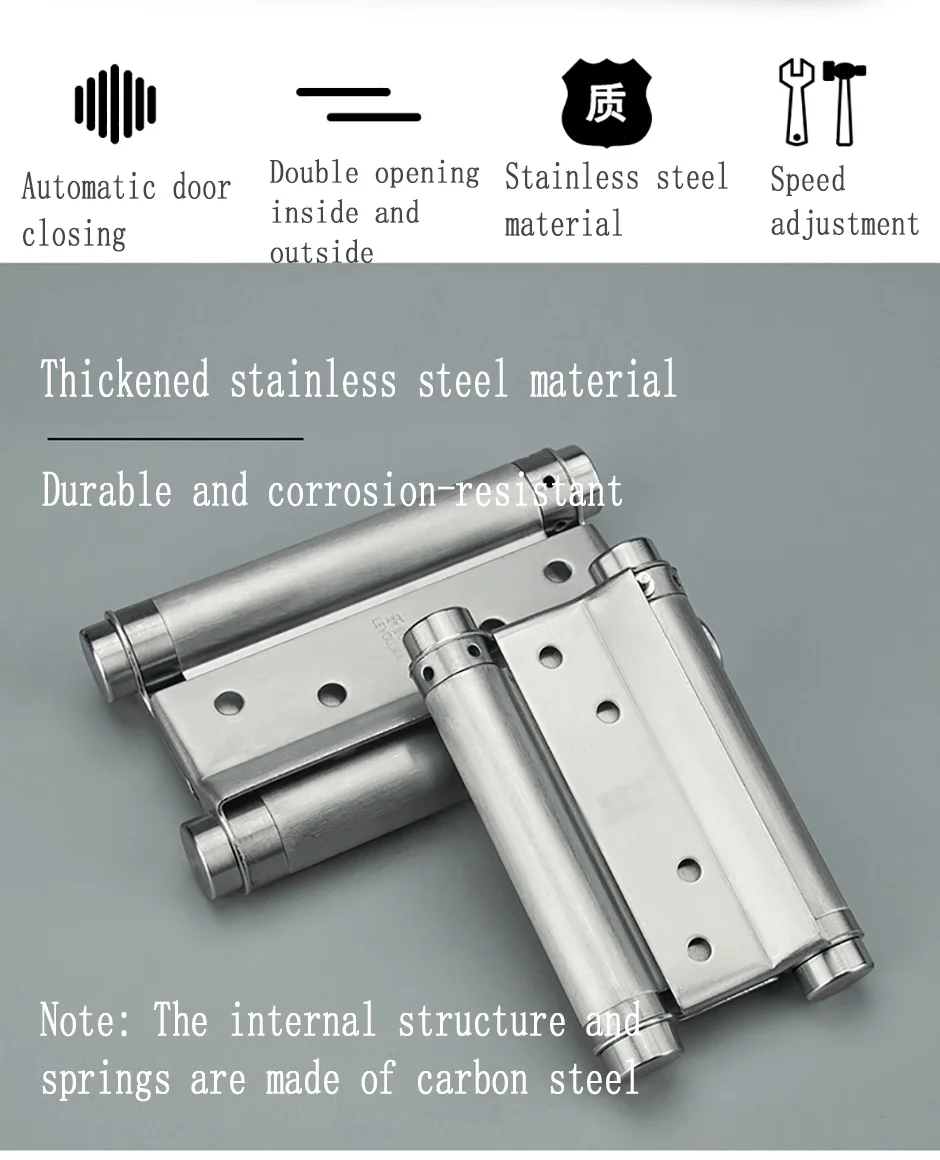 Description Picture 4 of item1PCS Stainless Steel Free Door Hinge Inner Outer Opening  Double Opening Free Bi-directional Spring Automatic Rebound Hinge