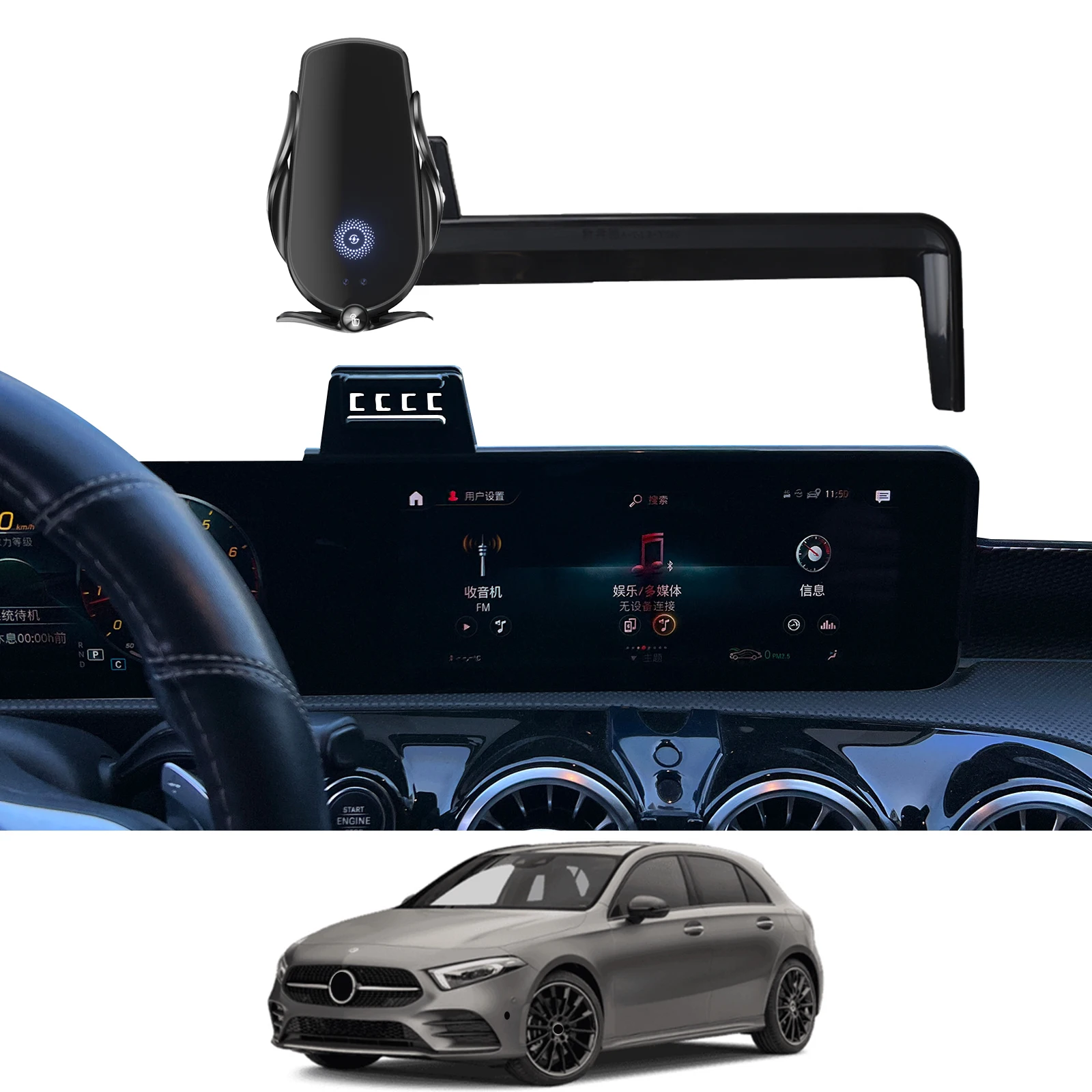 Phone Holder Mobile Phone Holder for Benz A-Class A CLASS-W177 Phone Holder Screen Fixed Navigation Bracket Base Wireless Charging Accessories