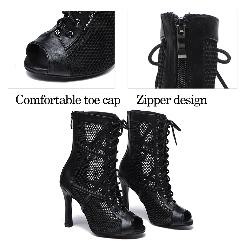DKZSYIM Latin Dance Shoes Women Red Black Ballroom High Top Jazz Shoes Ladies Men's 5-11cm Heels Salsa Tango Dancing Shoes 4