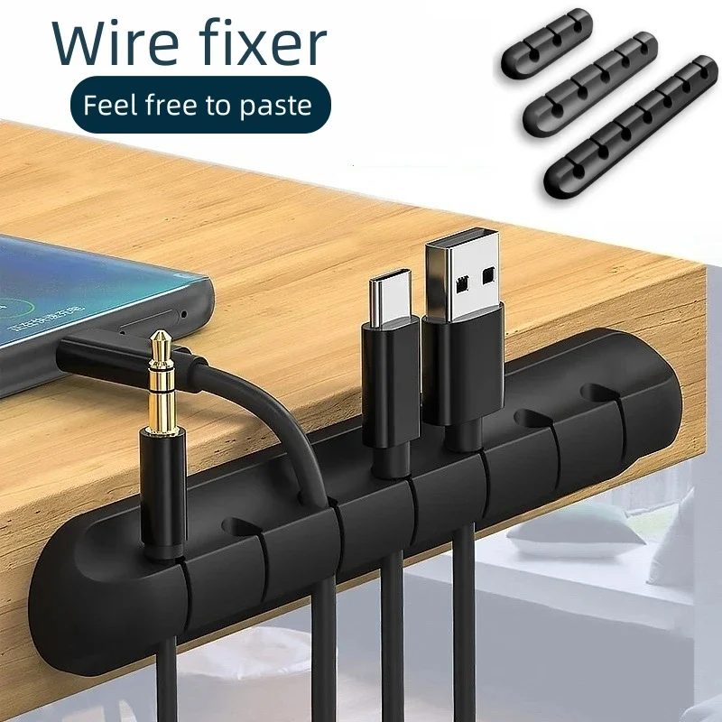Cable Organizer Silicone USB Cable Winder Desktop Tidy Management Clips Cable Holder For Mouse Keyboard Headphone
