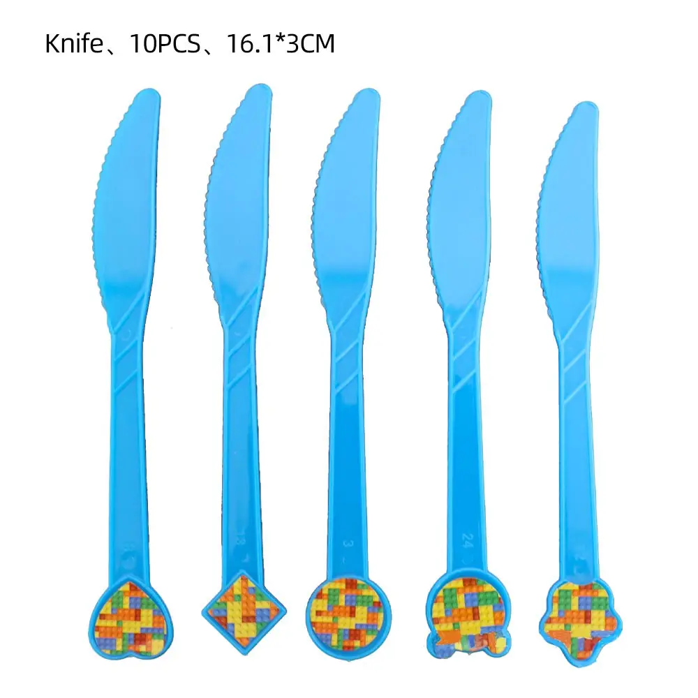 Bausteine Geburtstag Dekorationen Geschirr Set Tassen Teller Ballon Banner Hintergrund Geschenk Taschen Papa Kreis Kinder Party Liefert – Detail 14