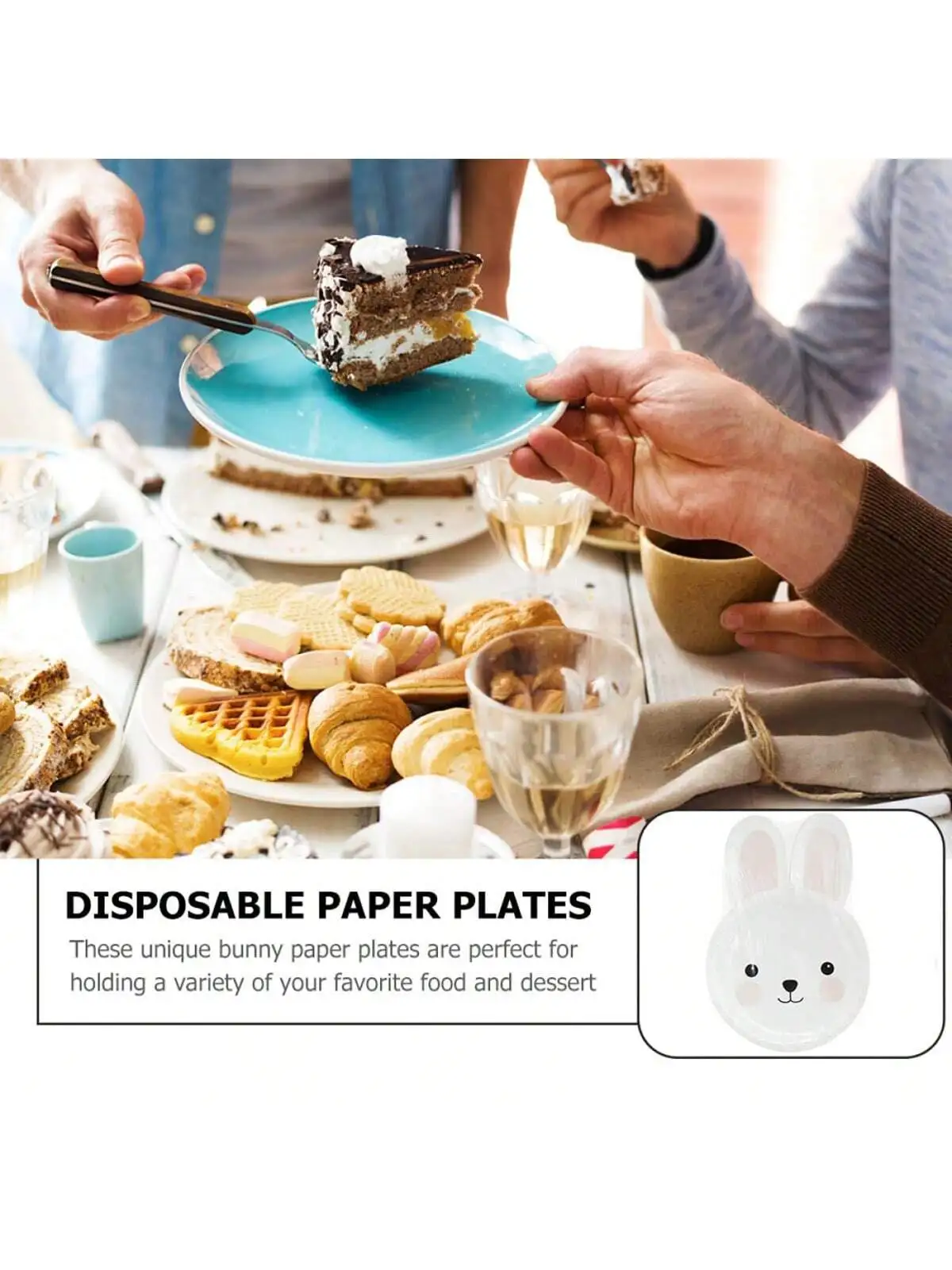 8pcs Rabbit Paper Plate Disposable Plates Easter Party Decorations Bunny Birthday Plates Birthday Party Dinnerware Disposable Pa