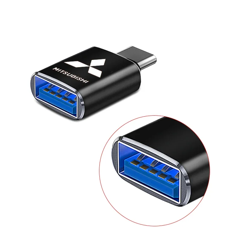 자동차 USB 타입 C 케이블 변환기 충전 어댑터 미쓰비시 랜서 ASX 미라지 파제로 엑스팬더 아트라지 용 자동차 용품 엠블럼