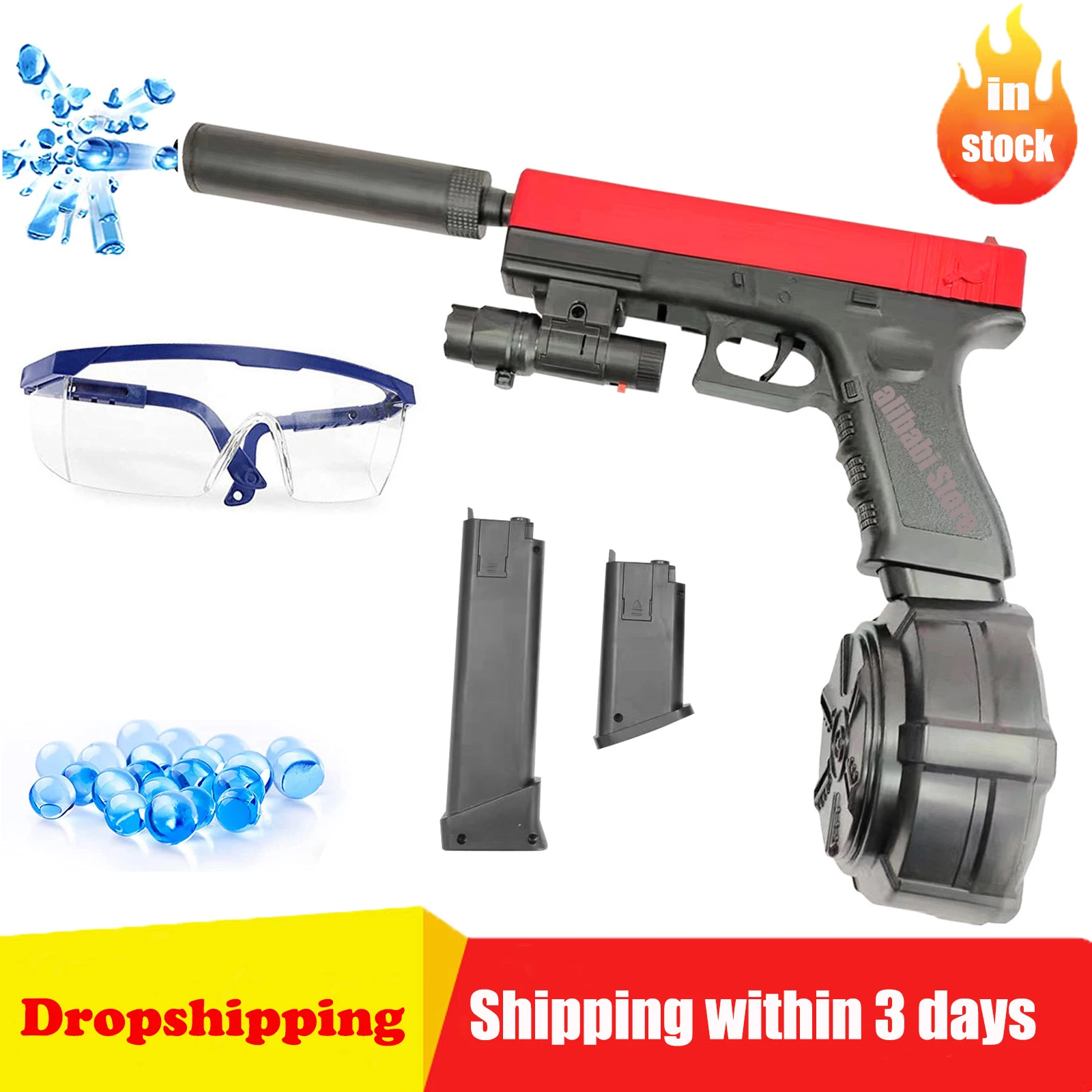 Jm X2 Glock Electric Splatter Ball Blaster Toys Gun Full Auto Gel Ball