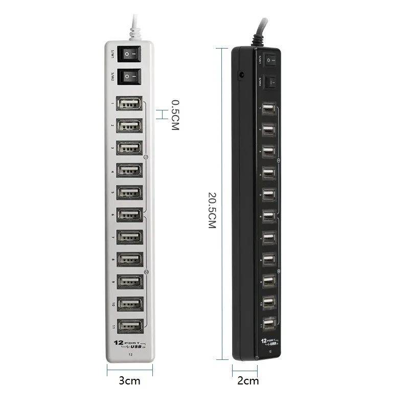 EUA Power Adapter, 12 Portas, USB 2.0