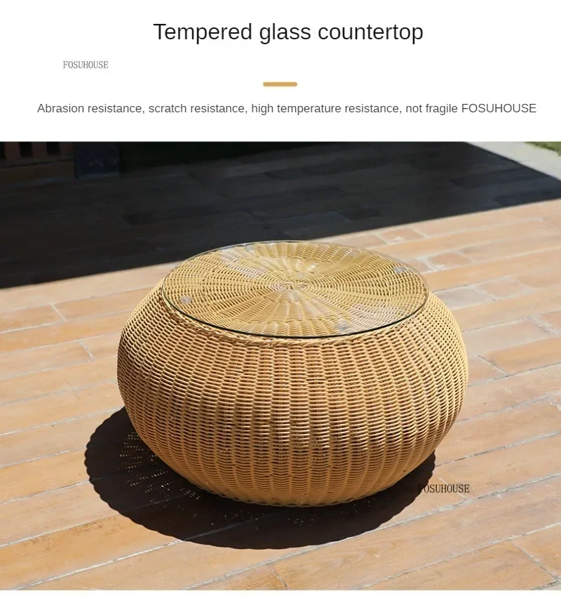 European Garden Furniture Sets Courtyard Terrace Sofa Chair and Table Set Leisure Homestay Balcony PE Rattan Sofa Combination E