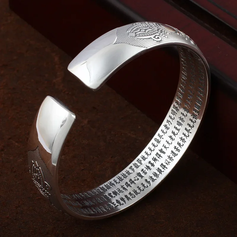Om Mani Padme Hum Cuff Bangle Engraved Sanskrit Proverbs Bracelet for Women Men's Buddhist Heart Sutra Bracelet bangle bracelet