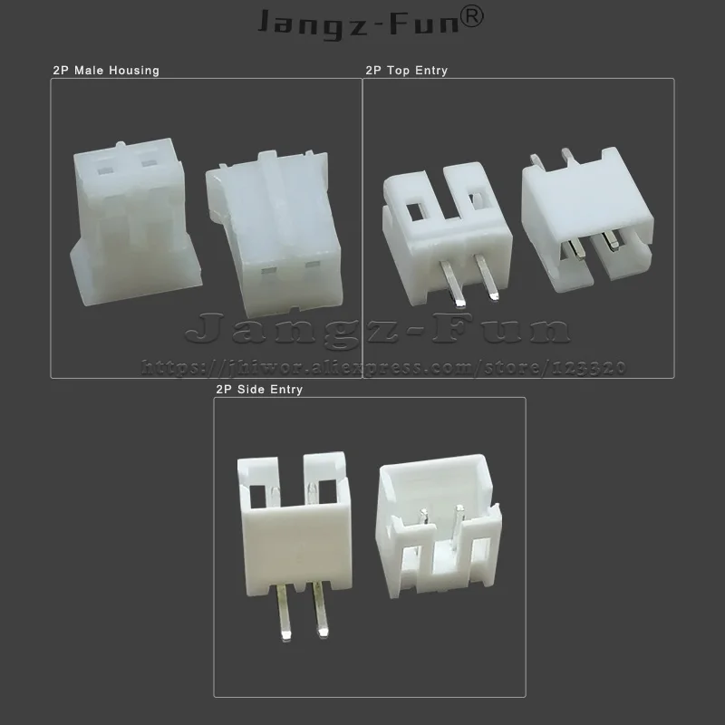 100-Pack 2-Pin Electrical Wire and Housing Connectors, 2.0mm Pitch