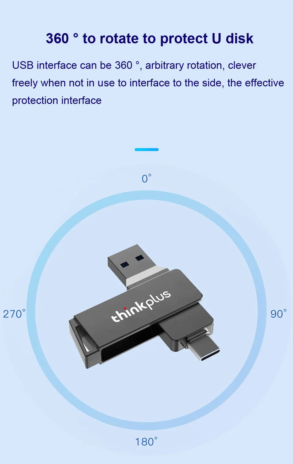 Dual-Port, Stick USB de metal rotativo, Disco