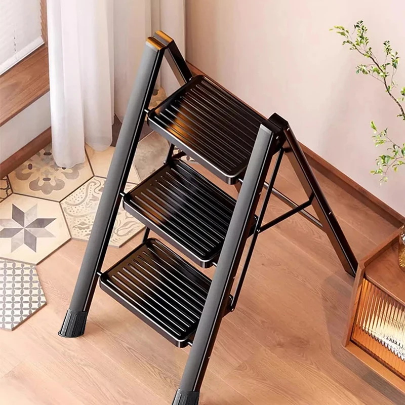 Household portable Thickened Aluminum Stairs Small Ladder Indoor Folding Ladder Stool Carbon Steel Home Use telescopic