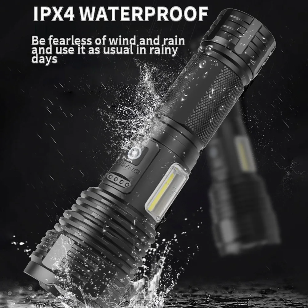 슈퍼 브라이트 USB 충전 강력한 LED 손전등, IPX4 방수 캠핑 랜턴 손전등, 정전용 1000LM
