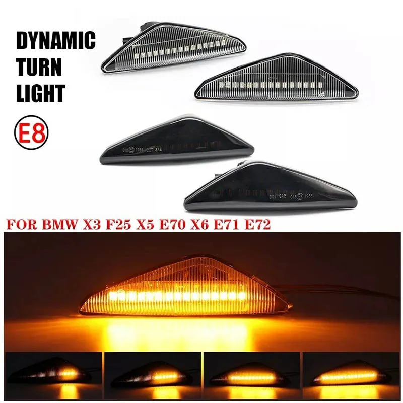 

2pcs LED Side Marker Light Brand New Smoke Lens Yellow Light For BMW X3 F25 X5 E70 X6 E71 E72 2011-2017