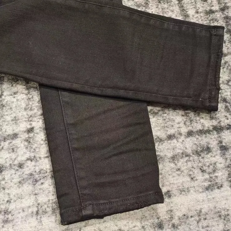 men sparkle sequience patches distressed black jeans 5