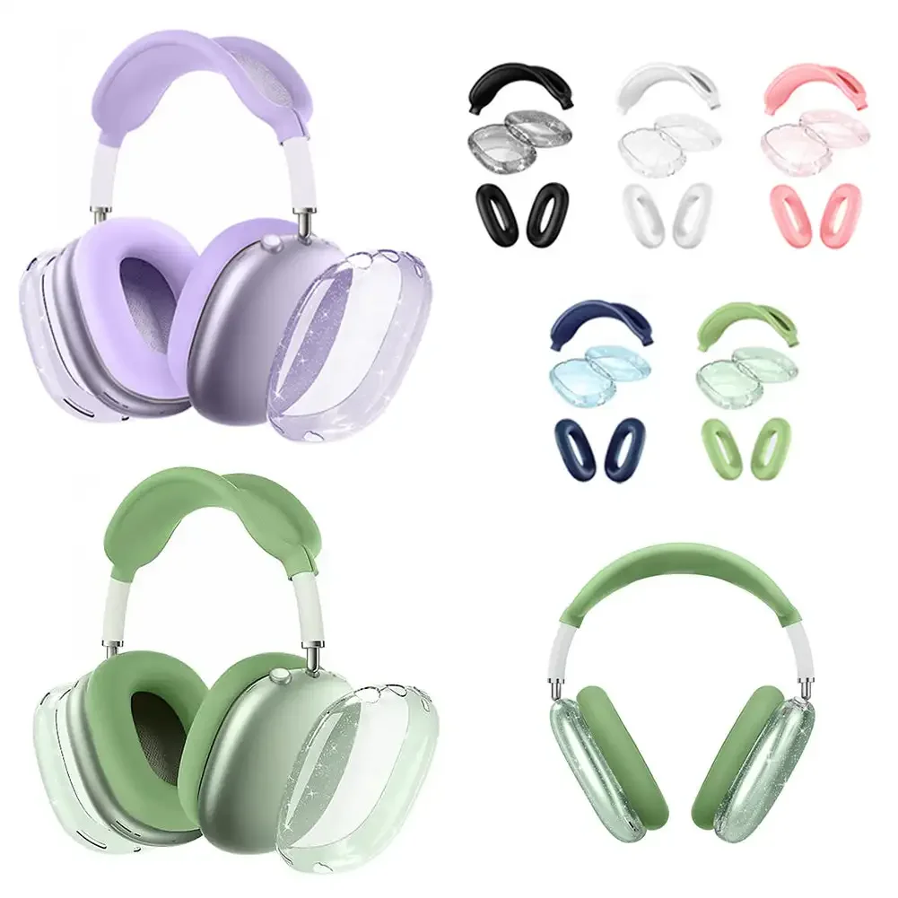 2024 Glitter Aesthetic Transparent Anti-Fall Dust-Proof Headphone Cover