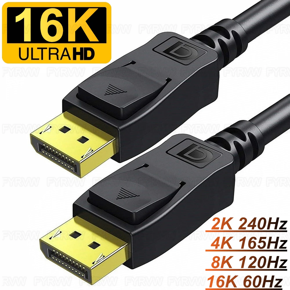 16K 8K DP Displayport-Kabel 4K 144Hz Display Port zu DP1.4 Kabel 8K 60Hz 4K 144Hz 2K 165Hz Für Monitor, Projektor, Laptop DP-Kabel