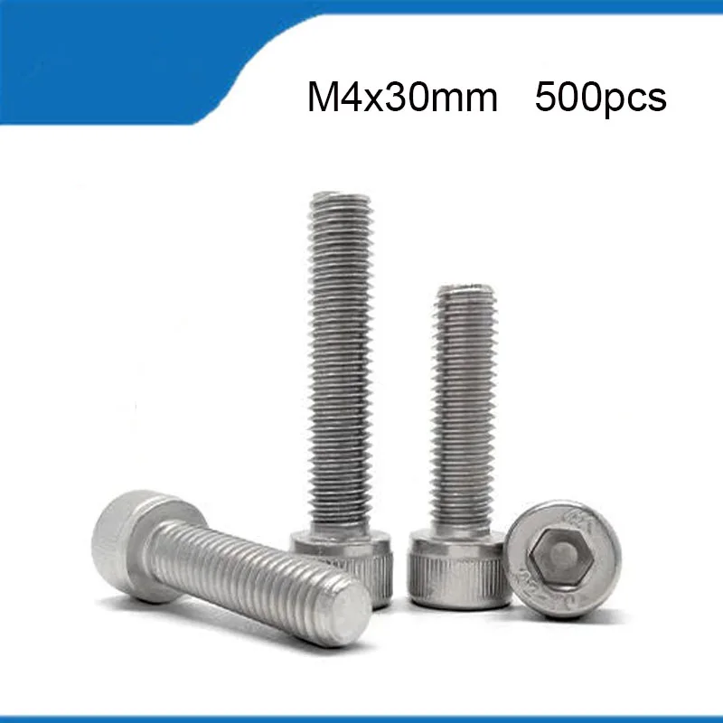 

Free Shipping 500pcs DIN912 M4*30mm A2 304 Stainless Steel M4 Screws Length 30mm Allen Hexagon Hex Socket Cap Head Screw M4 Bolt