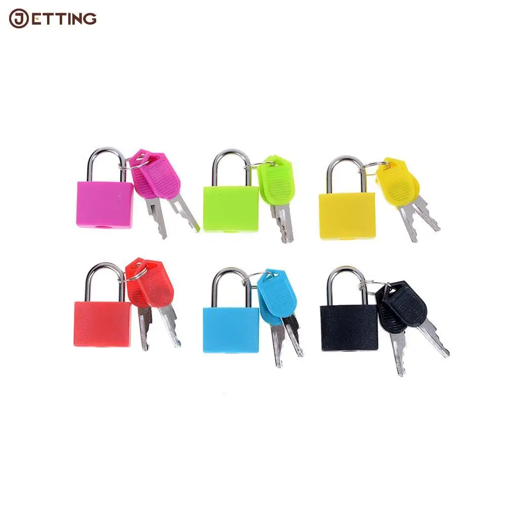 

6 colors Small Mini Strong Steel Padlock Travel Tiny Suitcase Lock with 2 Keys For Travel Accessories