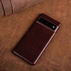 Luxurious Oil Wax Genuine Leather Phone Case - Aesthetic Vintage Cover for Google Pixel 11 (Dark brown 05)