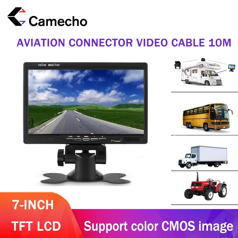

Camecho 7-дюймовый монитор парковки автомобиля 12 В/24 В для грузовика автобуса фургона комплект заднего вида Автомобильный резервный монитор безопасности 10 М 4-контактный ИК Ночная камера