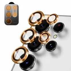Glitter Bling Camera Lens Protector with Aluminum Alloy Ring and Alignment Board for Galaxy S26 (Gold A)