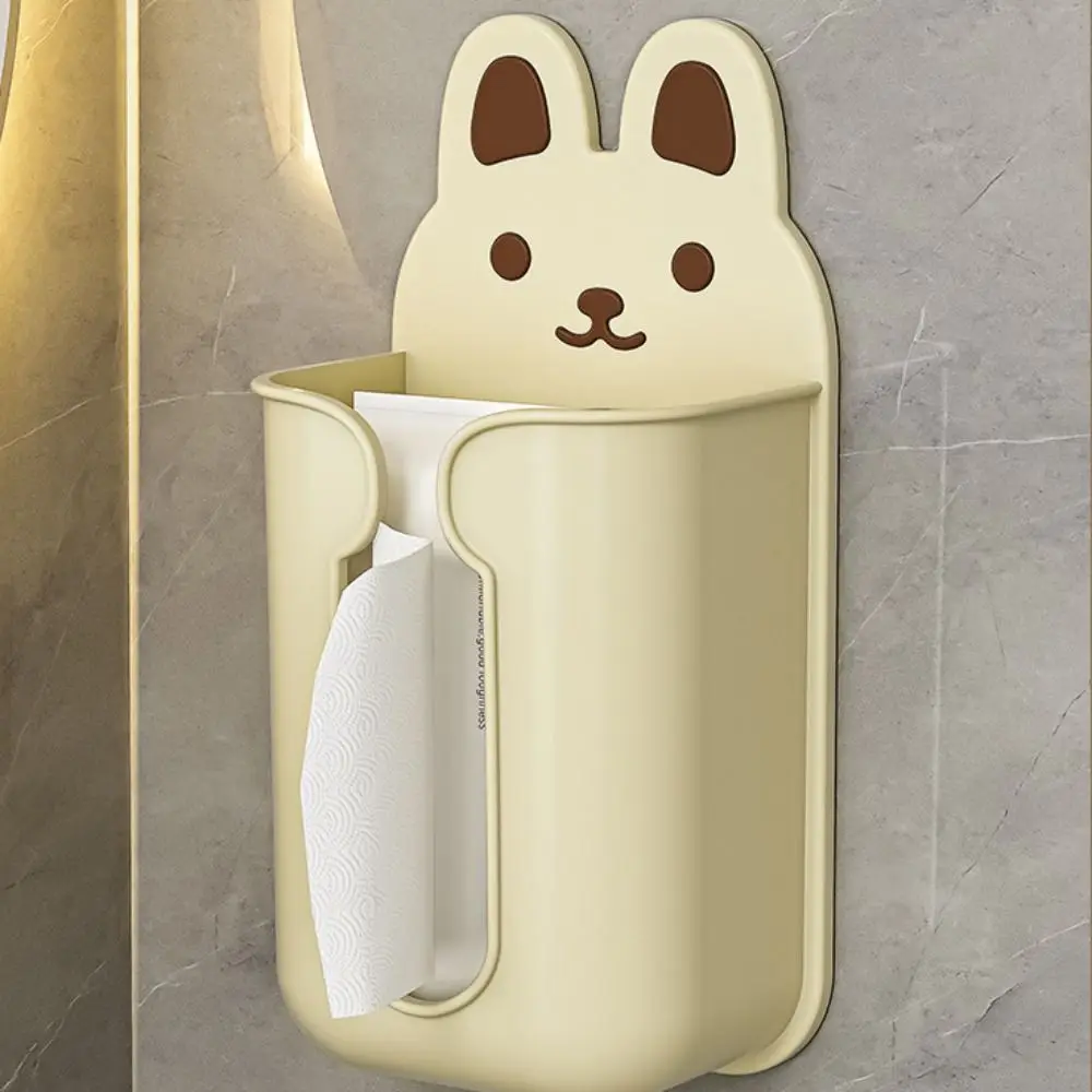 Niedliche Cartoon Hase Wand Tissue Box platzsparende Küche Kleber Tissue Regal Rack Veranstalter Servietten halter Spender – Detail 8