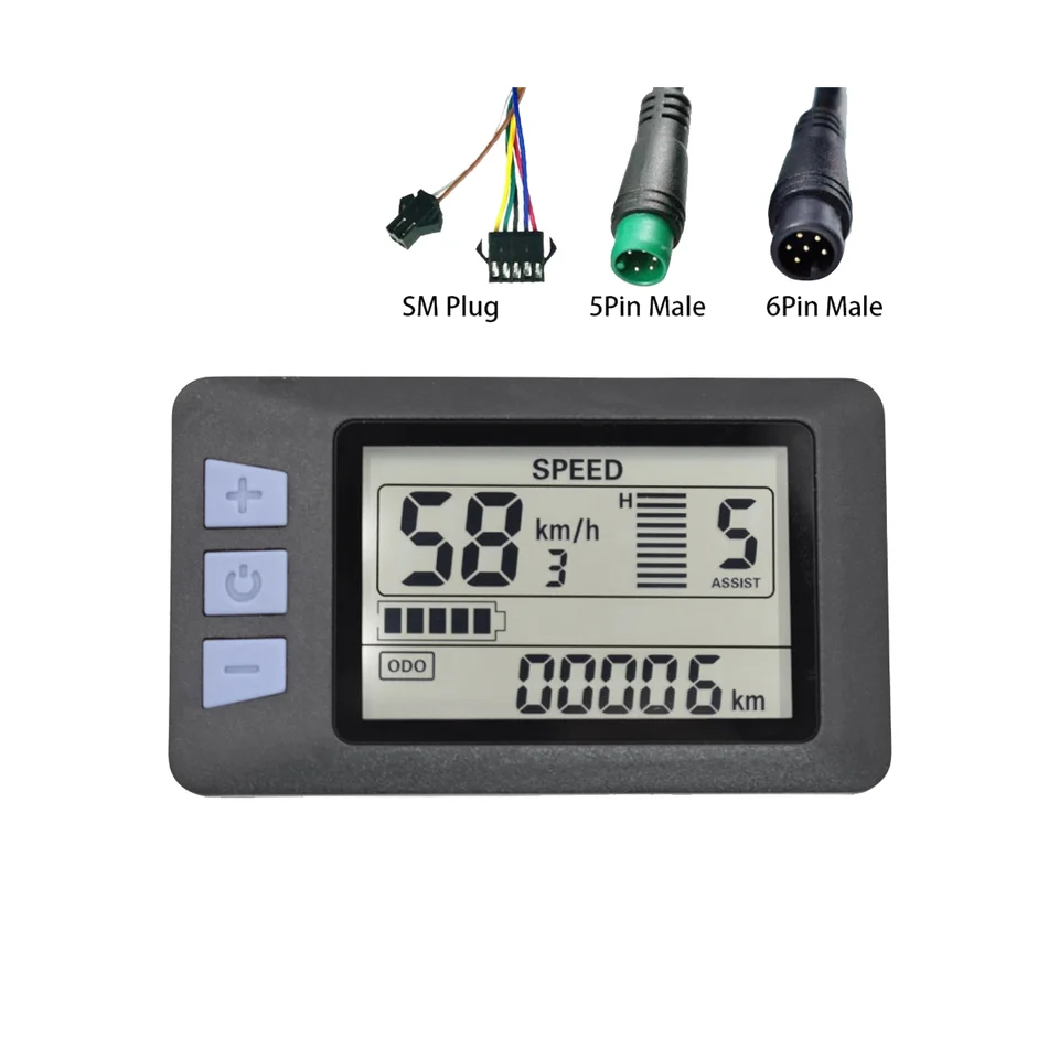 Elektrische Fiets LCD Display Meter P3C 24V 36V 48V 5PIN UART met USB