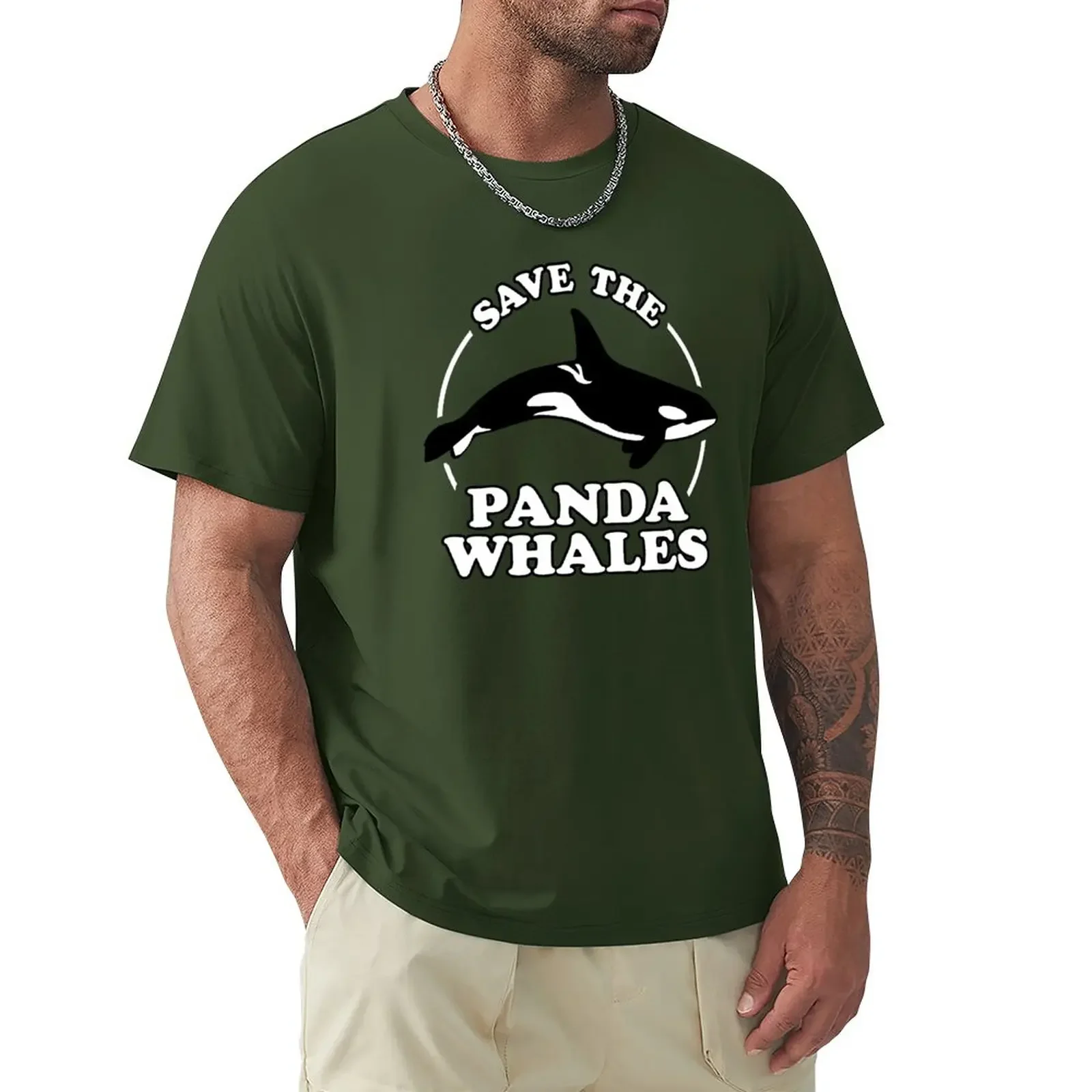 

Save The Panda Whales T-Shirt new edition Aesthetic clothing shirts graphic tees mens vintage t shirts