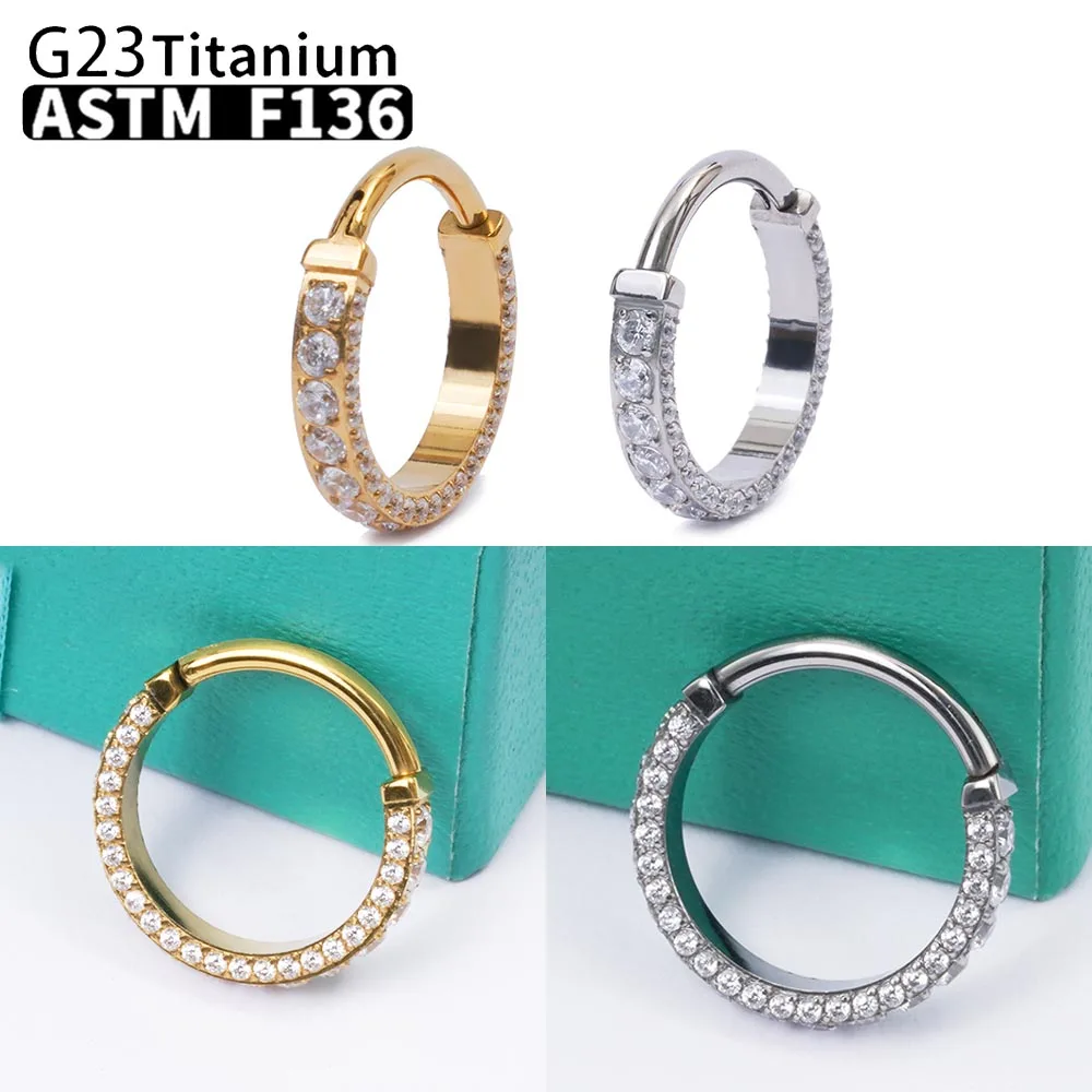 Piercing Nose G23 Titanium Hoop Earrings For Women Luxury Zircon Body Jewelry ASTM-F136 Gift Nose Ring