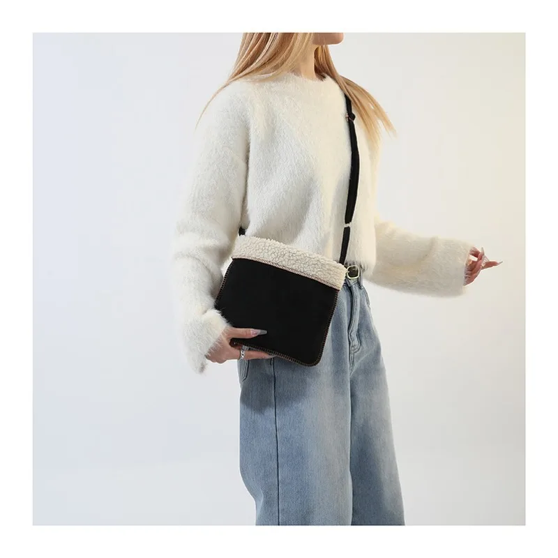 

Maillard Fur Suede Bucket Small Square Crossbody Bag Women's Autumn Winter New Vintage Crossbody Bag Luxury Brand Shoulder Bag