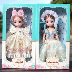 Poupée princesse sécuritaire pour filles, 30cm, avec ensemble complet de vêtements, chaussures, cheveux, maquillage, pour tout petits, BJD 