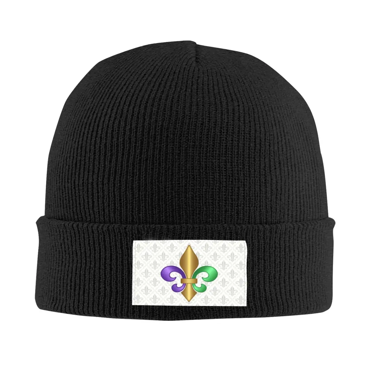 

Cool Colorful Fleur-de-Lis Symbol Bonnet Hats Street Knit Hat For Men Women Warm Winter Lily Flower Skullies Beanies Caps