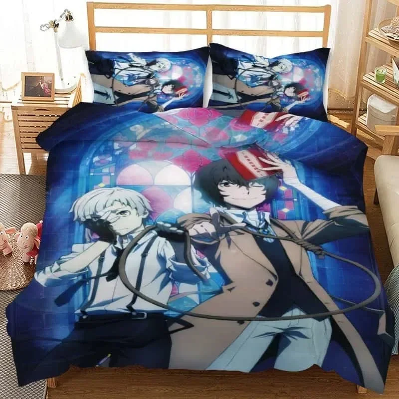 3D Cartoon Duvet Cover Set Bungo Stray Dogs  Tales of the Lost Bedding Sets Comforter Duvet Cover Pillowcase For Home Textiles