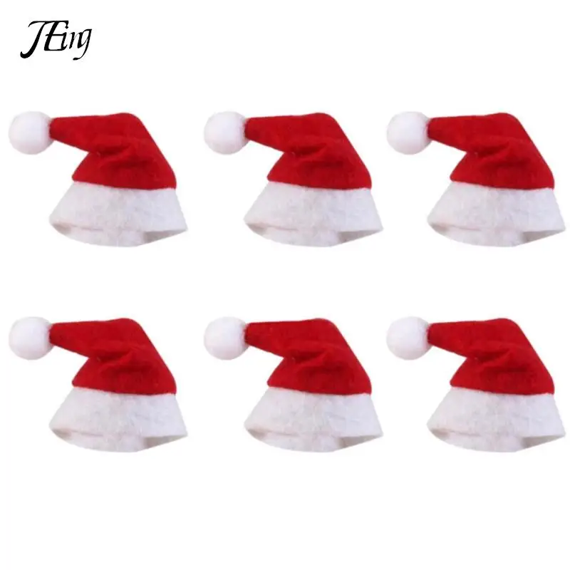 30pcs Mini Christmas Hat Santa Claus Hat Xmas Lollipop Mini Wedding Gift Creative Caps Christmas Tree Ornament Decor