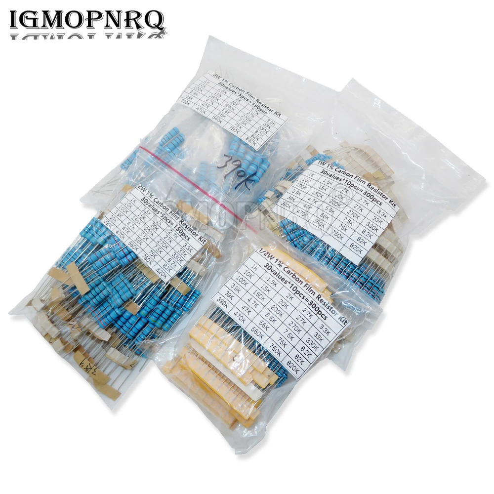 1.2-1M ) 500pcs 50 Values 1/2W 0.5W 1% Metal Film