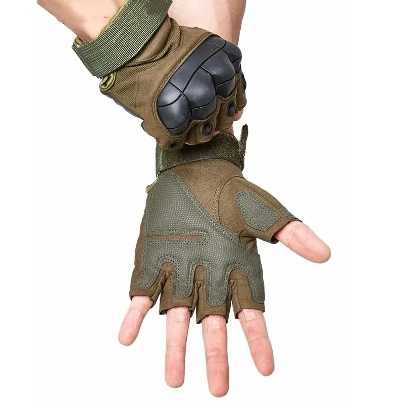 Fingerless Gloves Outdoor Tactical Hard Knuckle Paintball Airsoft Hunting Combat Riding Hiking